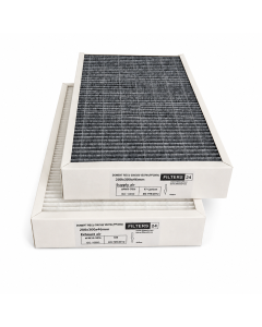 Alternative carbon filter set compatible with DOMEKT RECU 300/350 VE/VW (PP300V) ventilation unit – activated carbon replacement air filters for odor reduction, cleaner indoor air, and efficient ventilation performance.